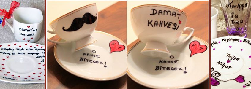 Damat fincanı modelleri ve tuzlu kahve yazıları