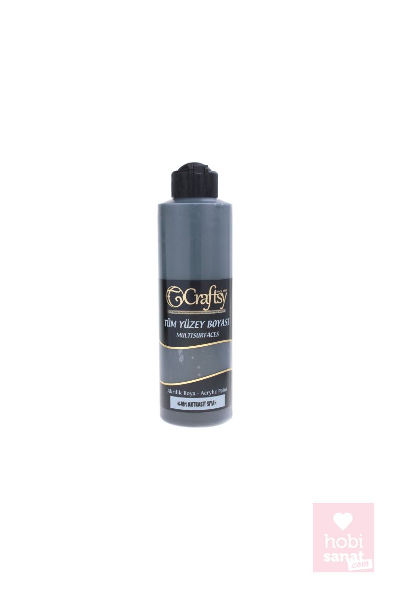 Craftsy Tüm Yüzey Boyası (Multisurface) ANTRASİT SİYAH 250ml Craftsy Tüm Yüzey Boyası (Multisurface) ANTRASİT SİYAH 250ml
