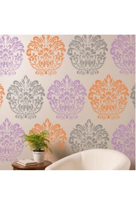 Stencil Damask Duvar Dekoru