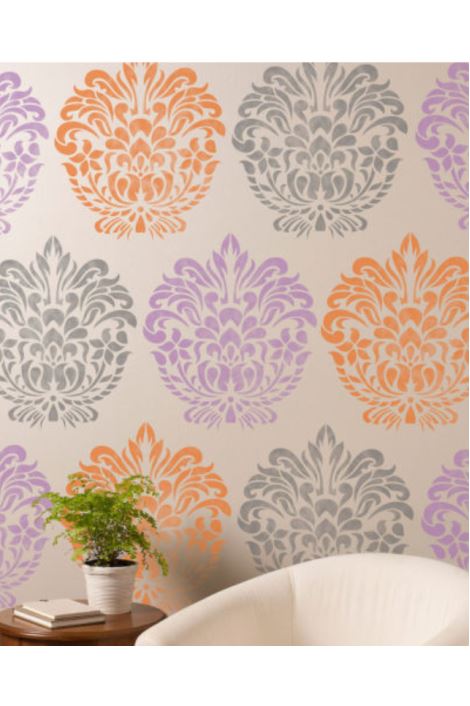 Stencil Damask Duvar Dekoru